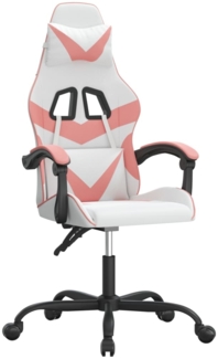 vidaXL Gaming-Stuhl Drehbar Weiß und Rosa Kunstleder 349552