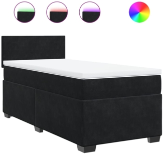 vidaXL Boxspringbett mit Matratze Schwarz 90x200 cm Samt 3288506