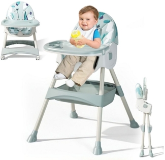 HEYHIPPO Kinderklappstuhl Hochstuhl Babys ab 6 Monaten Klappbarer Esszimmerstuhl mit Esstablett (Geeignet für Babys im Alter von 0–6 Jahren. 91 × 75 × 63 cm), Kindersitz verstellbarer Rückenlehne,abnehmbar und herausnehmbar,grün
