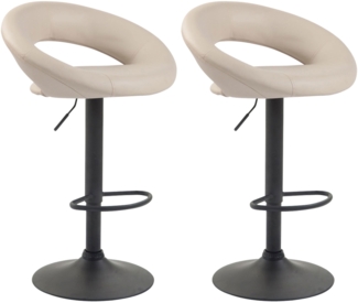 CLP 2er Set Barhocker Olinda Kunstleder höhenverstellbar und drehbar,creme schwarz