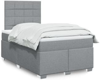 vidaXL Boxspringbett mit Matratze Hellgrau 120x200 cm Stoff 3292755