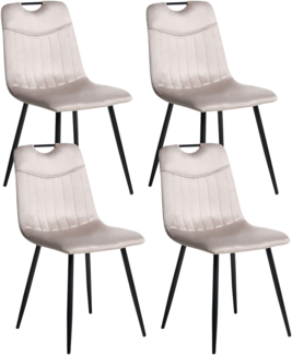 Esszimmerstuhl 4er Set ARGYLE Samtstoff Taupe