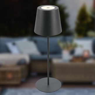 BRILONER - LED Tischlampe kabellos mit Touch, dimmbar in Stufen, höhenverstellbar, Nachttischlampe, Leselampe, LED lampe, Campinglampe, Tischleuchte, Akku Lampe, Outdoor Lampe, 36x10,5 cm, Anthrazit