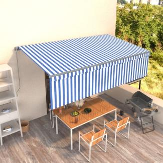 vidaXL Markise Manuell Einziehbar mit Rollo 5x3 m Blau & Weiß 3069456