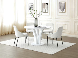 Vente-unique - Esstisch rund - 4 Personen - MDF - Weiß lackiert - VIALETA