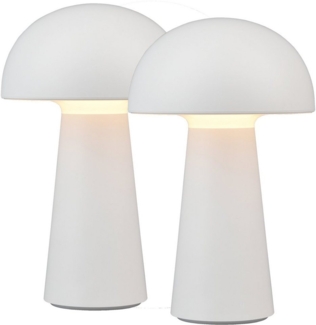 Reality Leuchten LED Außen-Tischleuchte Lennon, Dimmfunktion, LED fest integriert, Warmweiß, 2er Set LED Tischlampe,4-fach Touchdimmer, Ladefunktion per USB-C,IP44