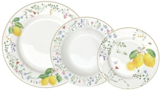EasyLife Speiseteller Fleurs et Citrons, Spülmaschinengeeignet, Mehrfarbig, Motiv: Zitronen