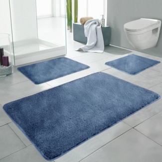 LindenBerg Badematte Badvorleger mit Mikrofaser - Badezimmer Teppich, Höhe 5 mm, rutschhemmend beschichtet, Waschbar, Pflegeleicht, Polyester, Rechteckig, 50 x 55 cm, 50 x 55 cm, 50 x 80 cm, 60 x 100 cm, 70 x 120 cm