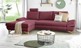 Ecksofa Skalm in bordeaux mit Bettfunktion 284 cm