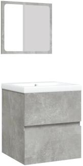 vidaXL Waschbeckenunterschrank mit Waschbecken und Spiegel Betongrau 3114174