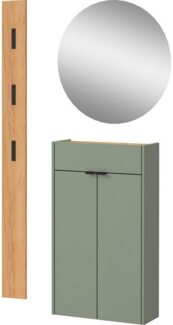 GERMANIA Garderoben-Set Ameca, (Set, 3-St), mit Mehrzweckschrank, Spiegel und Garderobenpaneel, geringe Tiefe
