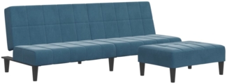 vidaXL Schlafsofa 2-Sitzer mit Fußhocker Blau Samt 3258126