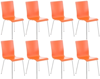 CLP 8er Set Besucherstuhl Pepe mit ergonomisch geformten Holzsitz und Metallgestell,orange