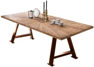 TABLES&Co Tisch 220x100 Balkeneiche Natur Metall Braun