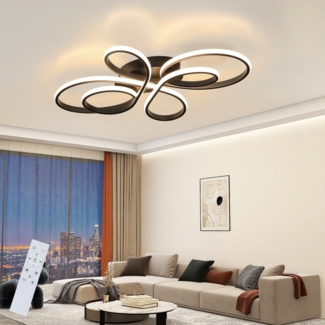 ZMH Deckenlampe LED Deckenleuchte Dimmbar - Wohnzimmerlampe Schwarz 66cm Wohnzimmer 65W Modern Schlafzimmerlampe Schlafzimmer mit Fernbedienung Deckenbeleuchtung für Esszimmer Büro Arbeitzimmer