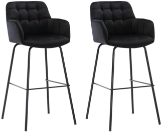 Vente-unique - Barhocker 2er-Set - Samt & Metall - Schwarz - PEGA von Pascal MORABITO