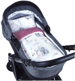 Kinderdecke BABYLUX Babydecke MINKY 2Set Kuscheldecke Decke 75 x 60cm Kinderwagen, BabyLux, MP125 - Altrosa + Elefanten