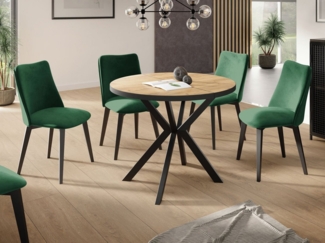 WFL GROUP Esstisch Vincento (erhältlich in zwei Größen – 100/120 cm, ausziehbar auf 180/200 cm), platzsparender Tisch in Holzoptik für Küche, Esszimmer oder Wohnzimmer