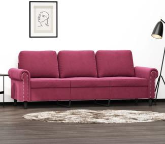 vidaXL 3-Sitzer-Sofa Weinrot 180 cm Samt