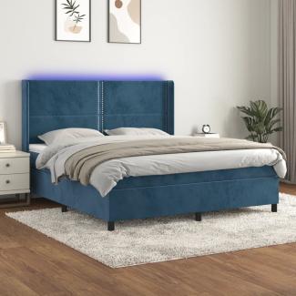 vidaXL Boxspringbett mit Matratze & LED Dunkelblau 160x200 cm Samt 3139515