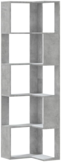 vidaXL Eck-Bücherregal 5 Böden Betongrau 50x50x179 cm Holzwerkstoff 852585