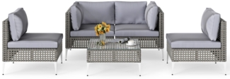 Rattan Gartenmöbel Set Balkonmöbel Set mit Sitz- & Rückenkissen Gartengarnitur