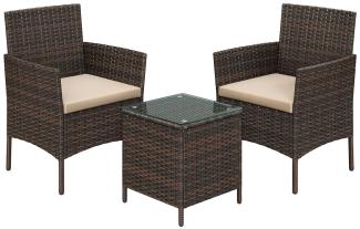 Songmics Balkon Gartenmöbel-Set, PE-Polyrattan braun/taupe