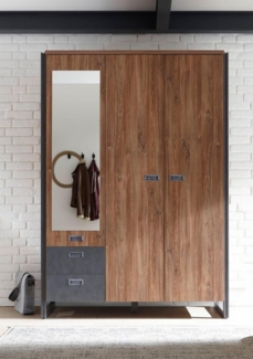 Home affaire Drehtürenschrank Detroit Schubladen in Schieferoptik, Metallgriffe Kleiderschrank mit Spiegel Garderobe in den Breiten: 99/143 oder 232cm