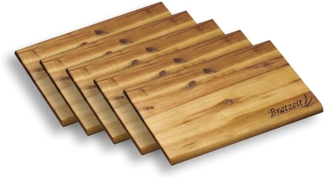 Kesper Brotzeitbrett 32 x 21 cm Akazie 5er Set extra groß mit Einbrand Brotzeit Essbrett Schneidbrett Frühstücksbrettchen