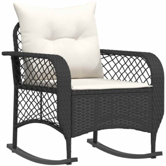 vidaXL Garten-Schaukelstuhl mit Kissen Schwarz Poly Rattan 4104193