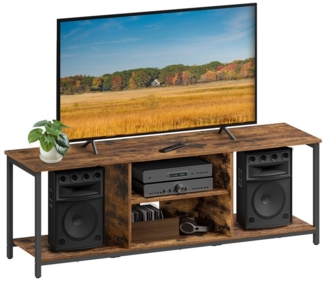 VASAGLE TV-Schrank, Fernsehtisch, TV-Regal, Lowboard mit offenen Fächern, für Wohnzimmer, Unterhaltungsraum, für Fernseher bis zu 65 Zoll, Industrie-Design, vintagebraun-tintenschwarz