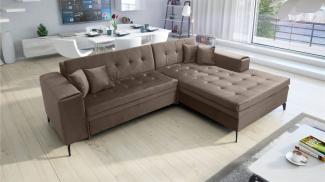 Ecksofa mit Schlaffunktion CHARLES in Stoff Monolith Braun Ottomane Rechts