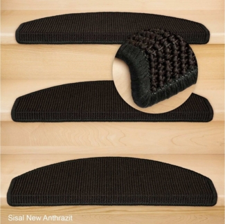 Metzker® Stufenmatte Stufenmatten Sisal New Halbrund Anthrazit 14 Stück, halbrund, Höhe: 6 mm, Naturprodukt