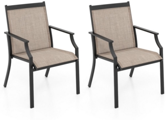 COSTWAY Gartenstuhl (2 St), 50 cm breitere Sitzfläche, mit Armlehne
