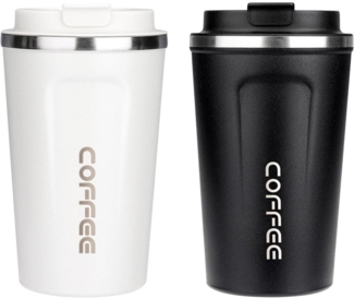 ERBO 2er Set Thermobecher Kaffeebecher to go 380ml Edelstahl Auslaufsicher