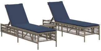vidaXL Sonnenliegen 2 Stk. mit Tisch Grau Poly Rattan 4002752