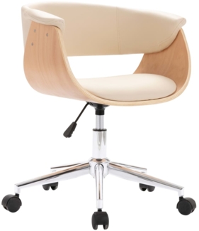 vidaXL Drehbarer Bürostuhl Creme Bugholz und Kunstleder 3054832