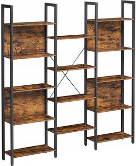Valora Bücherregal, rustikal braun, Loft-Stil, 14 Regalböden