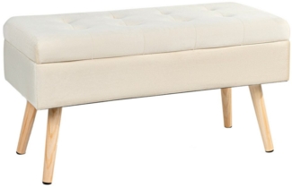 HawthyHome Sitzbank mit Stauraum gepolsterte aus Samt mit Holzbeinen 80×35×40 cm