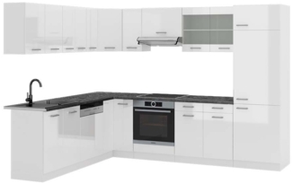 Eckküche R-Line Weiß Hochglanz/Weiß 287 x 60 cm , AP Anthrazit Vicco