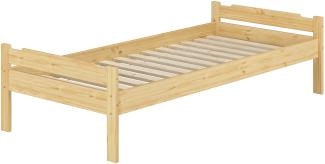 Einzelbett Bettrahmen Kiefer natur 80x200 Massivholzbett Zubehör wählbar V-60.31-08Rollrost inkl.