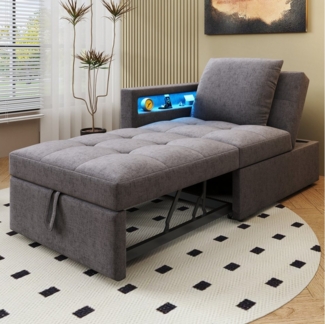 Flieks Daybett, Polsterbett Schlafsofa mit verstellbarer Rückenlehne LED USB/Typ-C