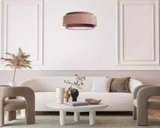 BPS Koncept DUM-034 Hängeleuchte DOBLO Velourss strukturiert und Samtstoff auf PVC-Basis rosa 1xE27 60W H:107 Ø60cm dimmbar