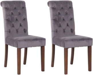 DELUKE® 2er Set Esszimmerstühle WALES Samt - 98x45x63cm, dunkelgrau, Holz Gestell Stühle Esszimmerstühle Stuhl Esszimmer Esstisch Stühle Küchenstuhl