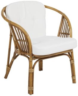 Gartensessel Astraken mit Kissen aus Rattan, Boho Stil, natur weiß, Outdoor geeignet