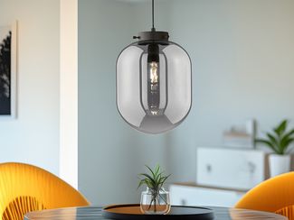 Fischer & Honsel 60893 Pendelleuchte Regi schwarz matt Glas rauchfarben