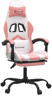 vidaXL Gaming-Stuhl mit Fußstütze Weiß und Rosa Kunstleder 3143911
