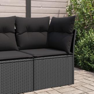 vidaXL Garten-Ecksofa mit Kissen Schwarz Poly Rattan 365962