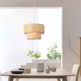 lux. pro 'Ascot' Hängeleuchte Rattanoptik, Ø30 cm