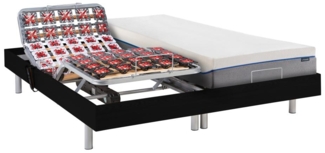 Relaxbett elektrisch mit Tellermodulen + Matratzen mit Memory Schaum - 2 x 70 x 190 cm - Schwarz - HESIODE III von DREAMEA